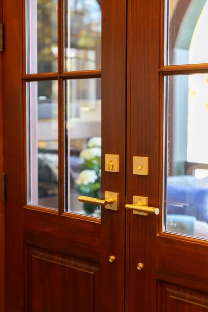 Custom Gothic Arch Double Wood Sidelites Custom Wood Door By Magbee Close Up