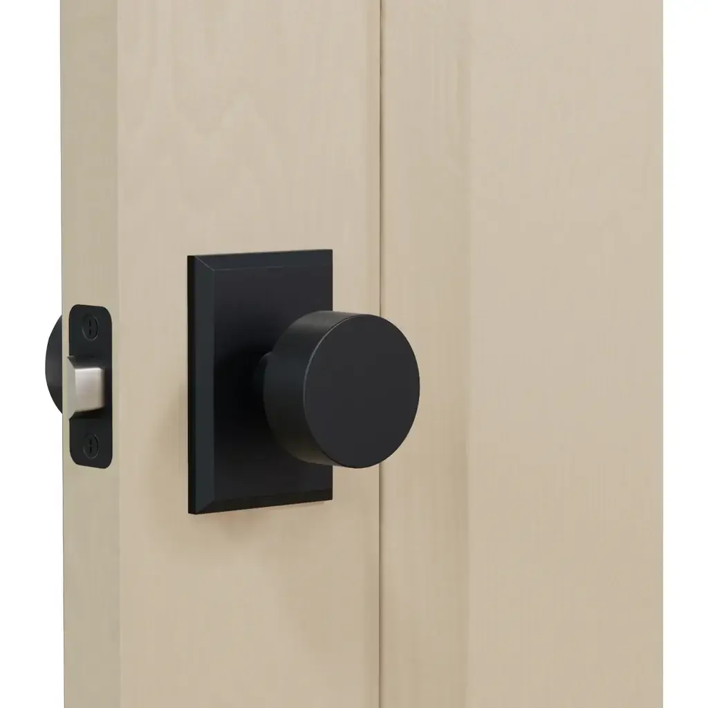 K3R2 (K3 Flat Knob with Rectangle R2 Rosette) - Door - Black