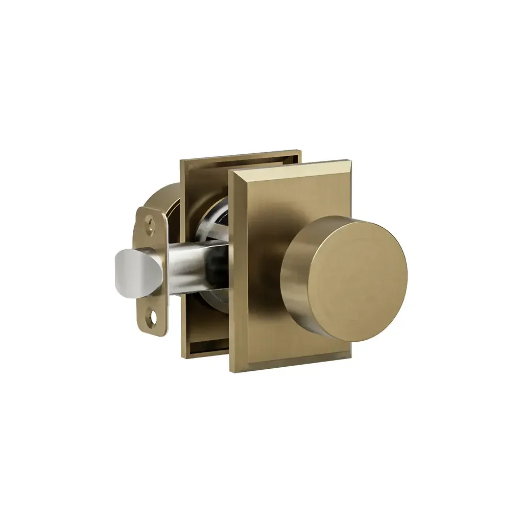 K3R2 (K3 Flat Knob with Rectangle R2 Rosette)- French Gold
