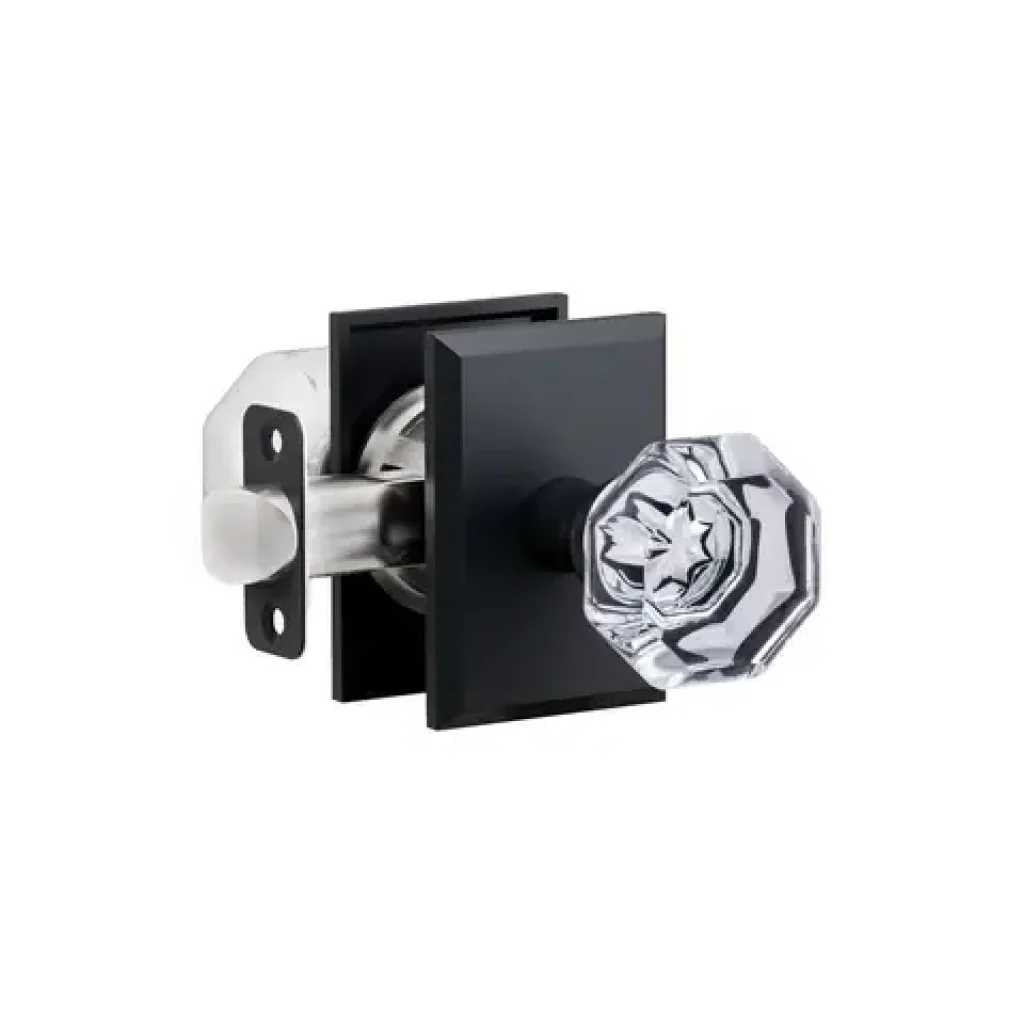K4R2 (K4 Crystal Knob with Rectangle R2 Rosette) - Black