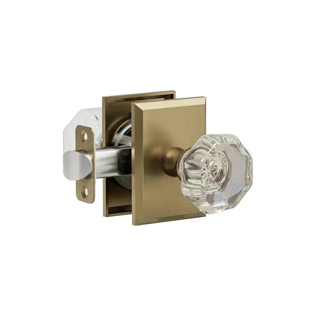 K4R2 (K4 Crystal Knob with Rectangle R2 Rosette) - French Gold