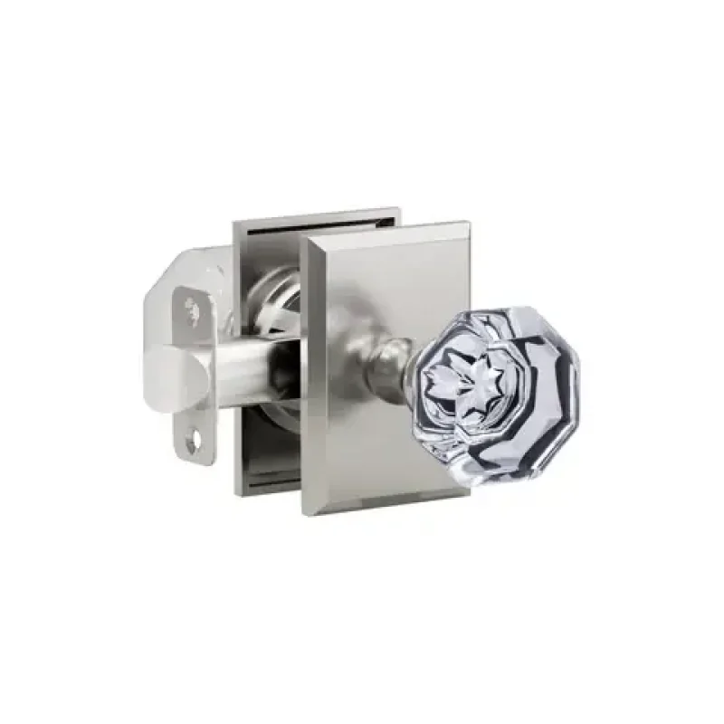 K4R2 (K4 Crystal Knob with Rectangle R2 Rosette) - Satin Stainless