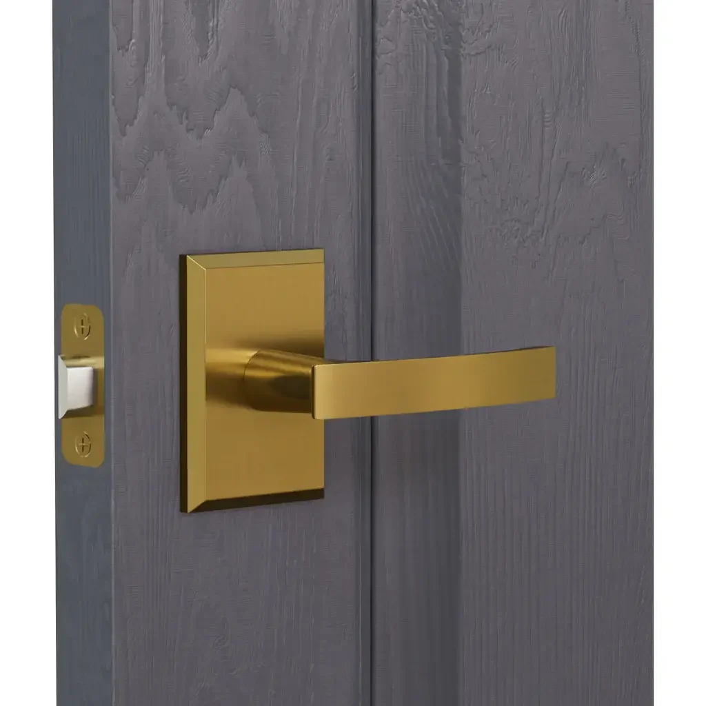 L6R2 (L6 Lever with Rectangle R2 Rosette)- Door- French Gold